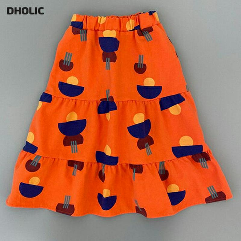 Poplinティアードスカート・u05416 キッズ【3~8才】【sk】【ボトムス スカート ロング丈 ティアード ティアードス