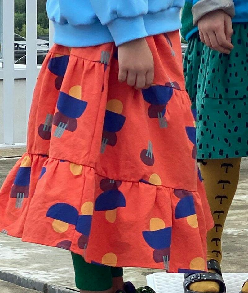 Poplinティアードスカート・u05416 キッズ【3~8才】【sk】【ボトムス スカート ロング丈 ティアード ティアードス