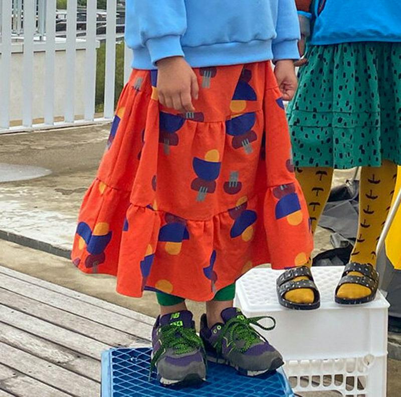 Poplinティアードスカート・u05416 キッズ【3~8才】【sk】【ボトムス スカート ロング丈 ティアード ティアードス