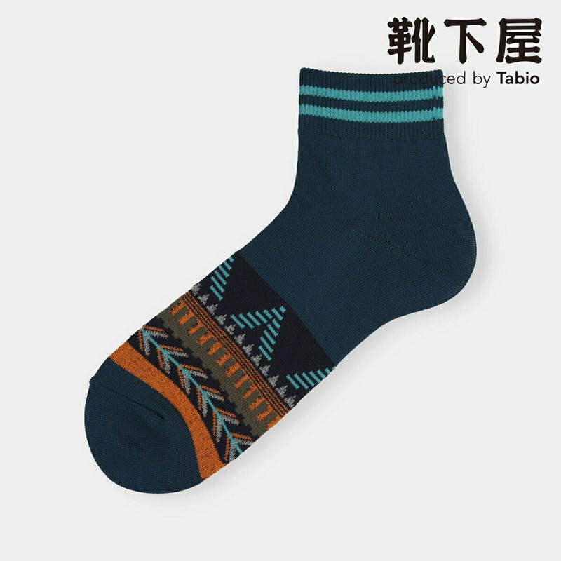【全品送料無料★〜12/26 23:59迄】【あす楽】【Tabio MEN】 メンズ ネイティブ柄ラインアンク丈ソックス / 靴下屋 靴下 タビオ くつ下 ショート メンズ 日本製 2012ka