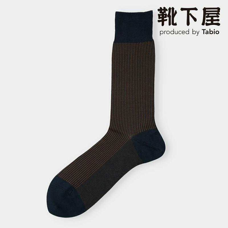 【あす楽】【Tabio MEN】 メンズ JQ細ストライプソックス / 靴下屋 靴下 タビオ くつ下 クルー メンズ 日本製