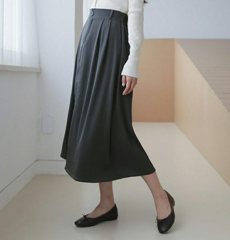 【新作10%OFF】タックフレアスカート・全3色・b60755 レディース【sk】【韓国 ファッション ボトムス スカート ロン