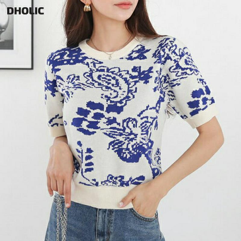【新作10%OFF】フラワー配色ニット・全2色・b60736 レディース【tops】【韓国 ファッション トップス ニット ニッ