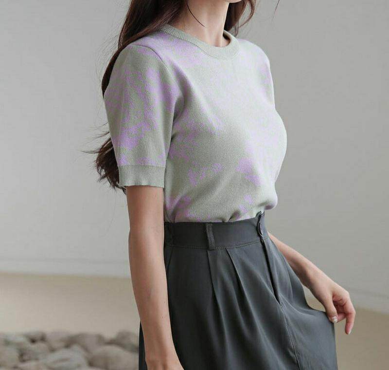 【新作10%OFF】フラワー配色ニット・全2色・b60736 レディース【tops】【韓国 ファッション トップス ニット ニッ