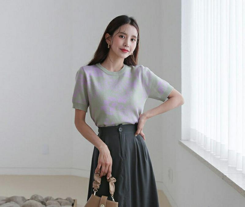 【新作10%OFF】フラワー配色ニット・全2色・b60736 レディース【tops】【韓国 ファッション トップス ニット ニッ