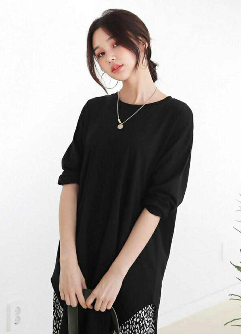 【新作10%OFF】ロングラウンドヘムTシャツ・全3色・b60732 レディース【tops】【韓国 ファッション トップス Tシ