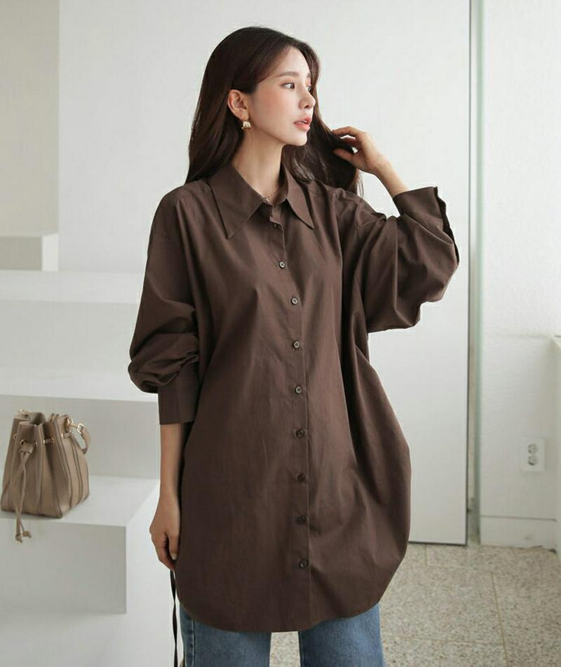 【新作10%OFF】サイドドロストシャツ・全3色・60747 レディース【bl】【韓国 ファッション トップス シャツ ロングス