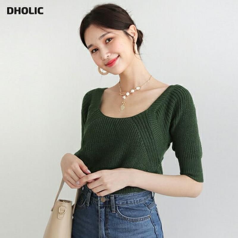【新作10%OFF】バックリボンスクエアニット・全3色・t60737 レディース【tops】【韓国 ファッション トップス ニッ