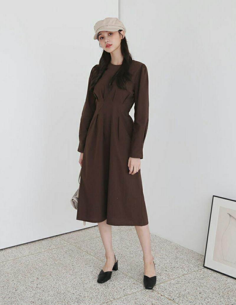 【新作10%OFF】ウエストタックワンピース・全3色・t60750 レディース【ops】【韓国 ファッション ワンピース ロング