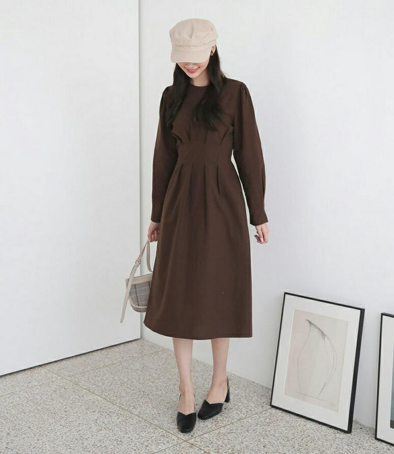 【新作10%OFF】ウエストタックワンピース・全3色・t60750 レディース【ops】【韓国 ファッション ワンピース ロング