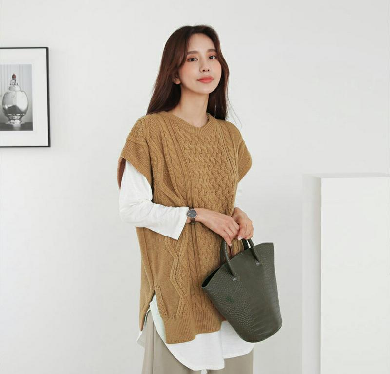 【新作10%OFF】ツイストルーズベスト・全4色・t60734 レディース【tops】【韓国 ファッション トップス ニット ニ