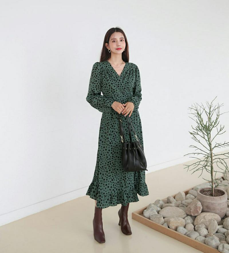 【新作10%OFF】レオパードラップワンピース・全2色・t60751 レディース【ops】【韓国 ファッション ワンピース ロン