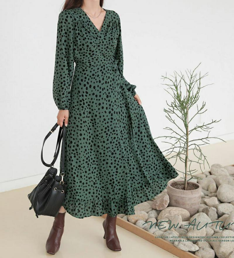 【新作10%OFF】レオパードラップワンピース・全2色・t60751 レディース【ops】【韓国 ファッション ワンピース ロン