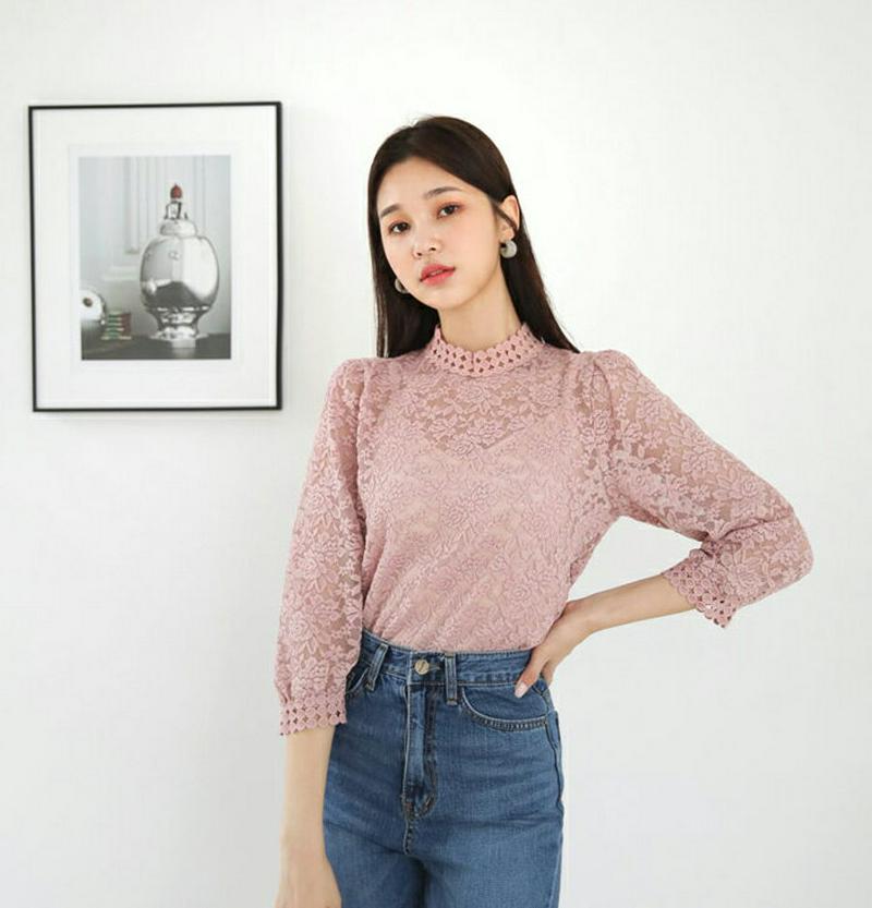 【新作10%OFF】サークルフラワーレースブラウス・全3色・b60744 レディース【bl】【韓国 ファッション トップス ブラ