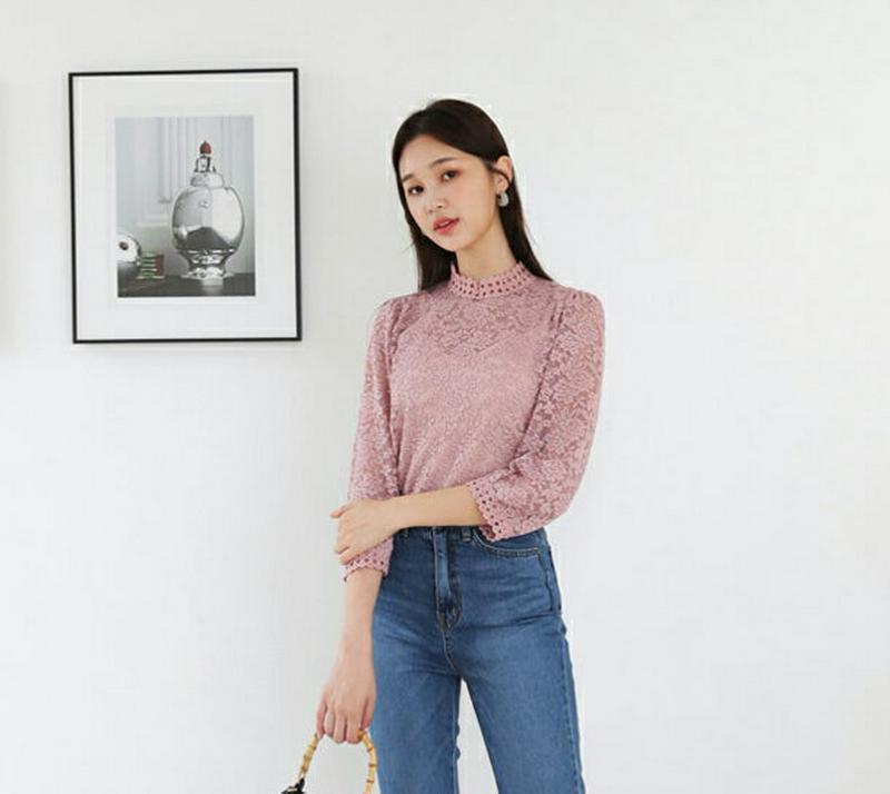 【新作10%OFF】サークルフラワーレースブラウス・全3色・b60744 レディース【bl】【韓国 ファッション トップス ブラ