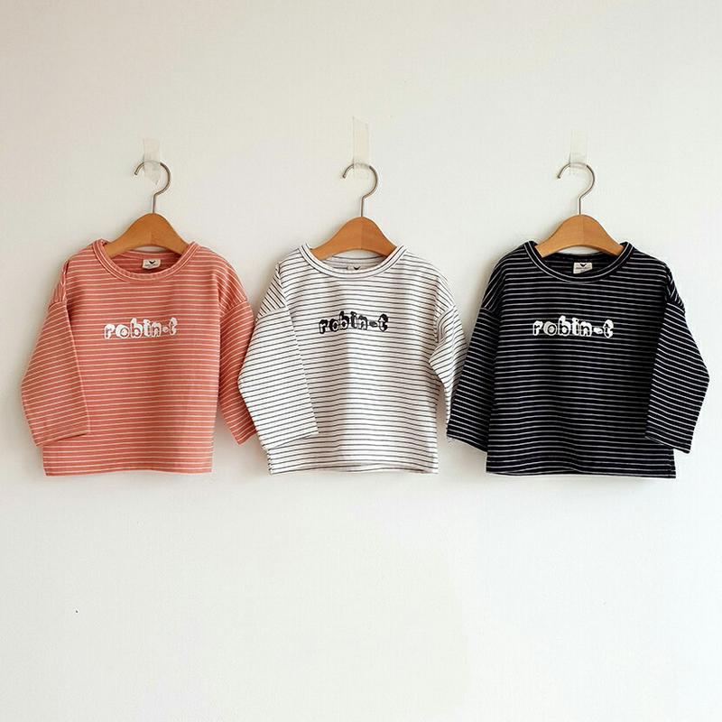 ボーダーレタリングTシャツ・u06198 キッズ【3~8才】【tops】【トップス Tシャツ ロングスリーブ 長袖 ラウンドネッ