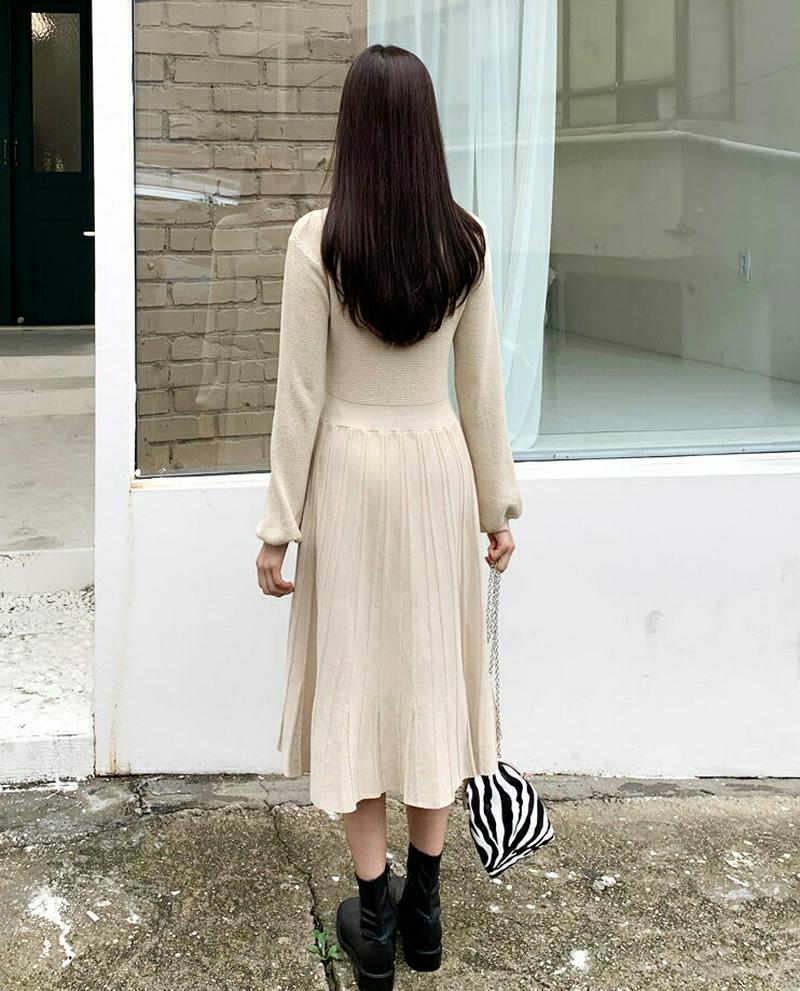 パールボタンニットワンピース全2色・b60855 レディース【ops】【韓国 ファッション ワンピース ロングワンピース ニット