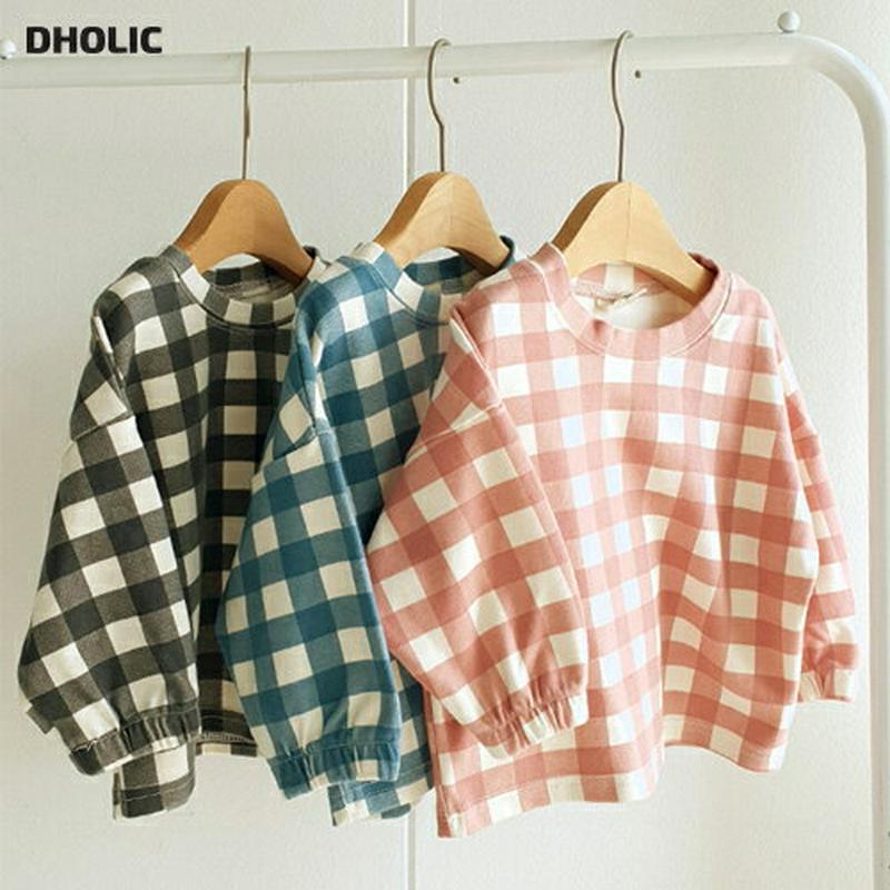 チェック柄バルーンTシャツ・u06208 キッズ【3~8才】【tops】【トップス Tシャツ 長袖 チェック柄 ブロックチェック