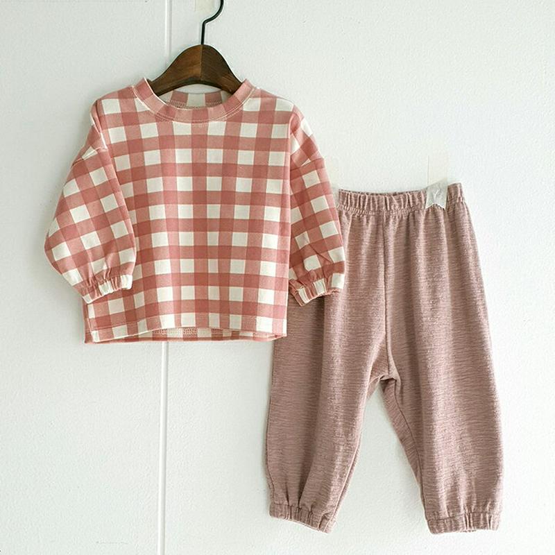 チェック柄バルーンTシャツ・u06208 キッズ【3~8才】【tops】【トップス Tシャツ 長袖 チェック柄 ブロックチェック