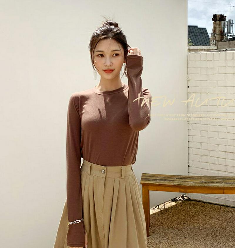 フィンガーホールTシャツ・全5色・t60811 レディース【tops】【韓国 ファッション トップス Tシャツ ロングスリーブ 