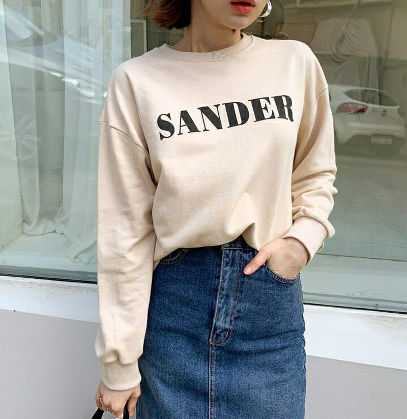 SANDERスウェット・全4色・b60814 レディース【tops】【韓国 ファッション トップス スウェット 長袖 ロングスリ