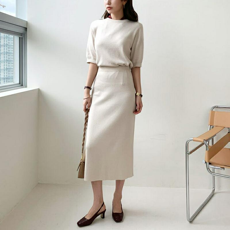 スリットニット&スカートSET・全2色・t64024 レディース【ops】【セットアップ setup トップス ニット スリット