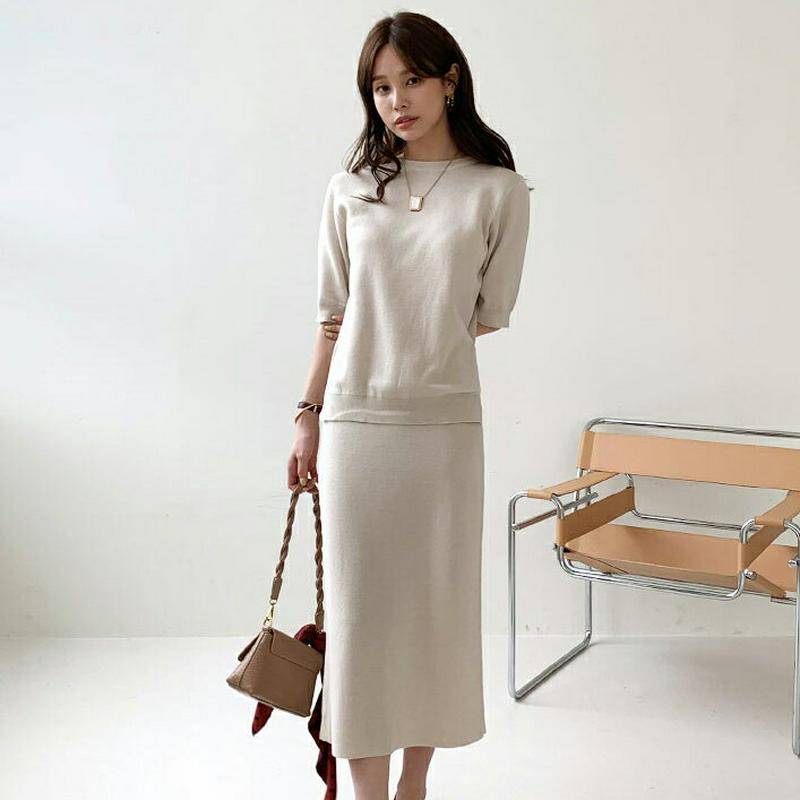 スリットニット&スカートSET・全2色・t64024 レディース【ops】【セットアップ setup トップス ニット スリット