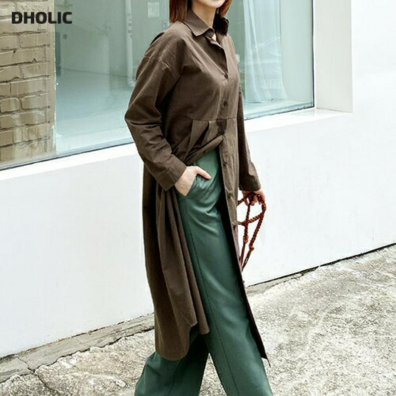 タックシャツワンピース・全3色・e60810 レディース【ops】 韓国ファッション ワンピース ロングワンピース シャツ シャツワンピース タック 綿 コットン シンプル 体型カバー カジュアル ラフ 単色 無地 春 秋