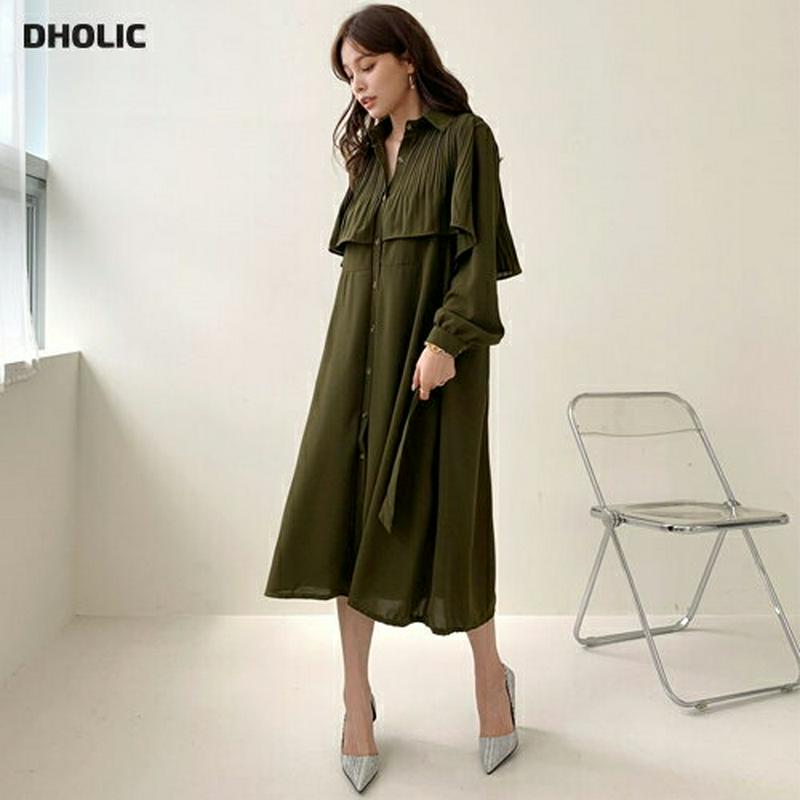 プリーツケープワンピース・全2色・t64025 レディース【ops】【ワンピース ロング ロングワンピース 長袖 プリーツ プリ