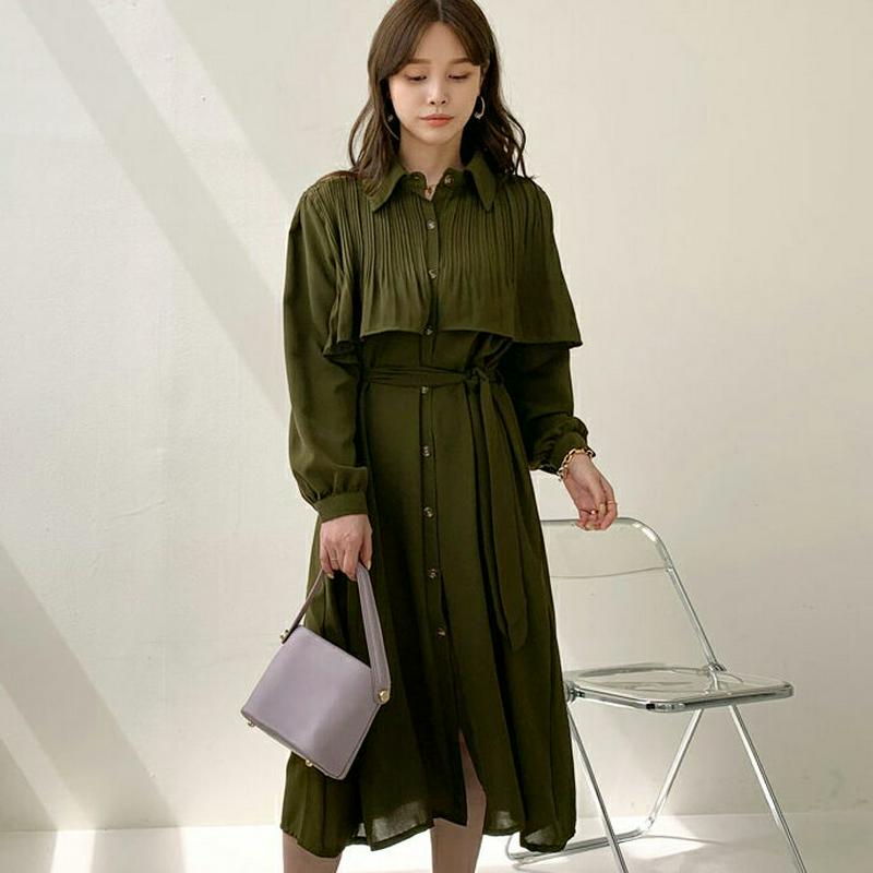 プリーツケープワンピース・全2色・t64025 レディース【ops】【ワンピース ロング ロングワンピース 長袖 プリーツ プリ