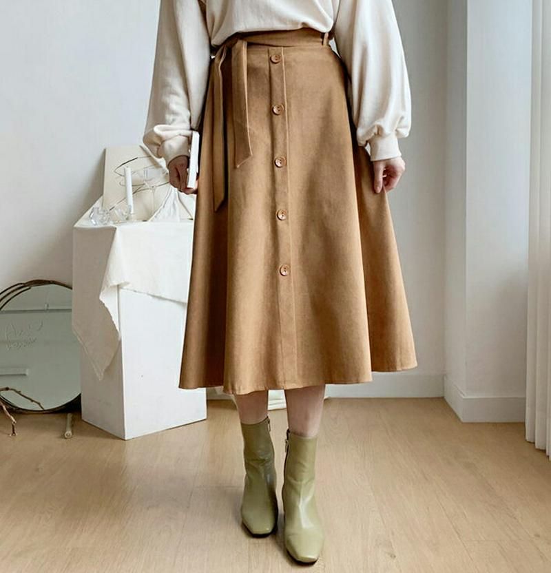 【新作10%OFF】ストラップ付Aラインスカート・全3色・b48053 レディース【sk】【韓国 ファッション ボトムス スカー