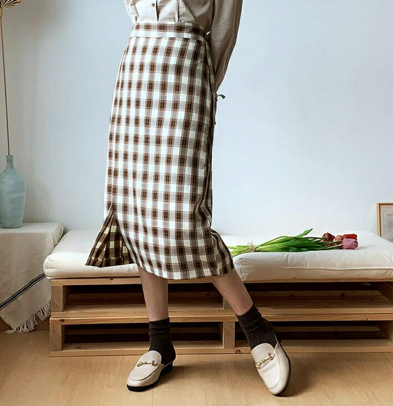 【新作10%OFF】チェックHラインスカート・全3色・b48051 レディース【sk】【韓国 ファッション ボトムス スカート 