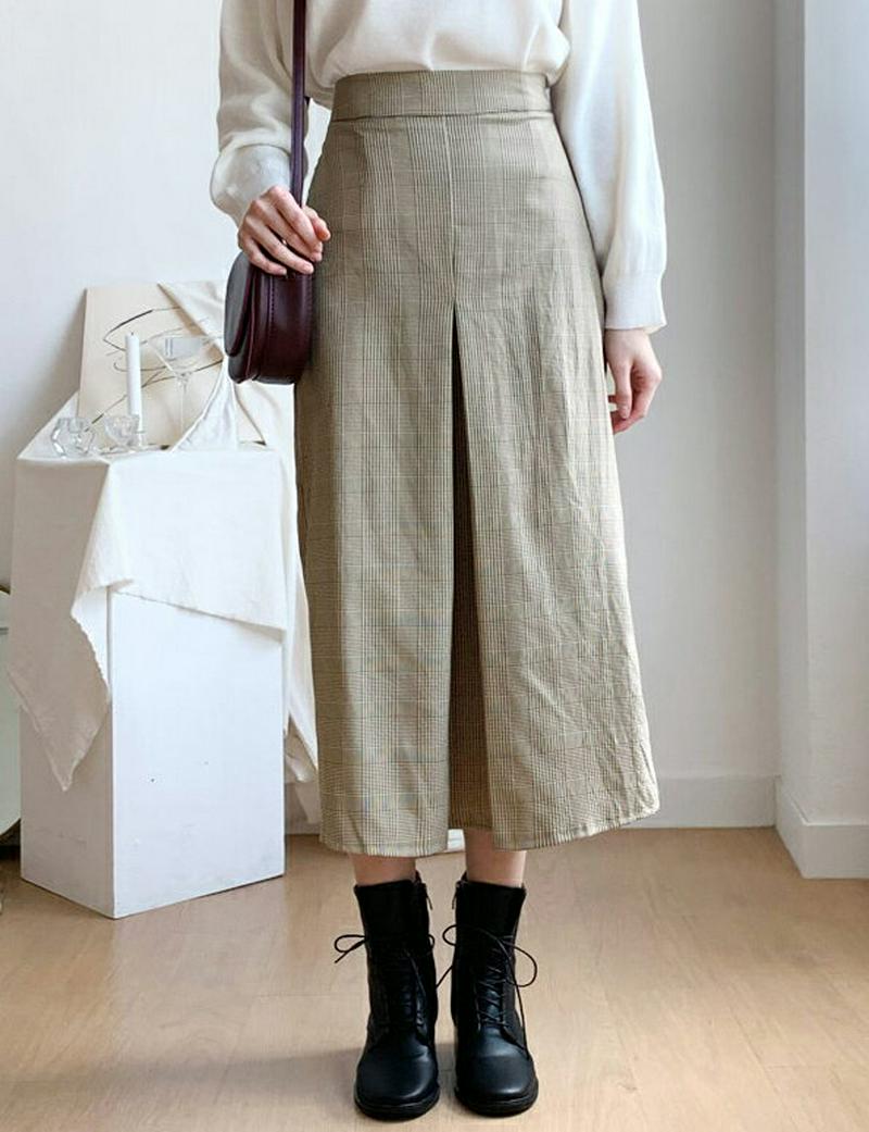 【新作10%OFF】グレンチェックタックスカート・全2色・t48052 レディース【sk】【韓国 ファッション ボトムス スカー