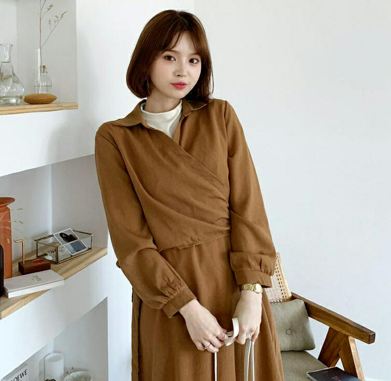 【新作10%OFF】ラップシャツ&スリーブレスワンピースSET・全3色・t48049 レディース【ops】【韓国 ファッション 