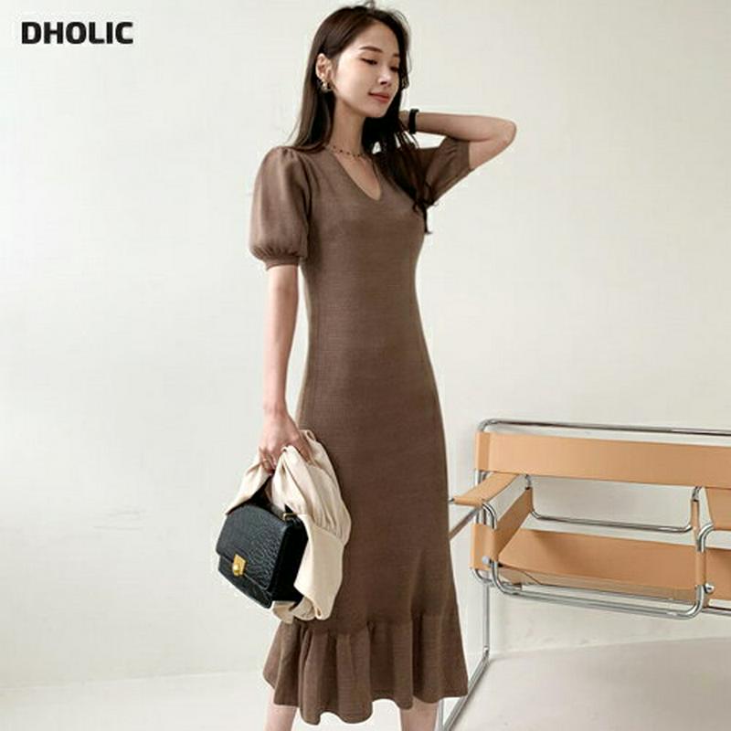 【新作10%OFF】パフスリーブニットワンピース・全4色・t64035 レディース【ops】【ワンピース ロング ロングワンピー