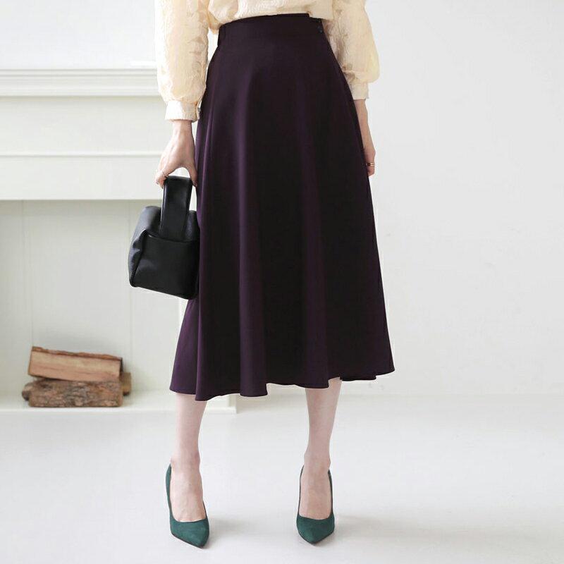 【新作10%OFF】ボタンスリットフレアスカート・全3色・b64014 レディース【sk】【スカート ミディ丈 ミディスカート 