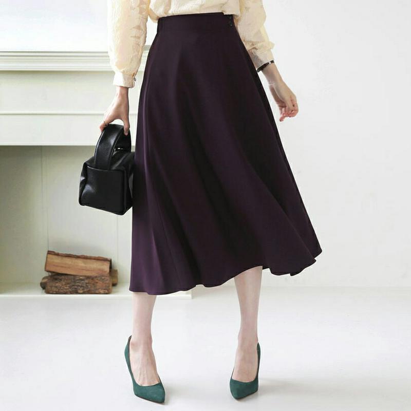 【新作10%OFF】ボタンスリットフレアスカート・全3色・b64014 レディース【sk】【スカート ミディ丈 ミディスカート 