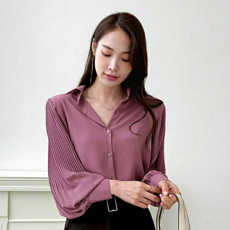 【新作10%OFF】スリーブプリーツブラウス・全3色・b64028 レディース【bl】【トップス ブラウス 長袖 プリーツ 可愛