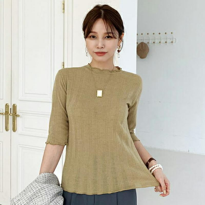 【新作10%OFF】ウェーブショートスリーブTシャツ・全4色・t64027 レディース【tops】【トップス Tシャツ 七分丈 
