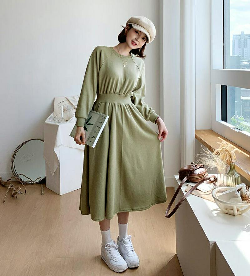 【新作10%OFF】ラグランスウェットワンピース・全2色・b55857 レディース【ops】【韓国 ファッション ワンピース ロ