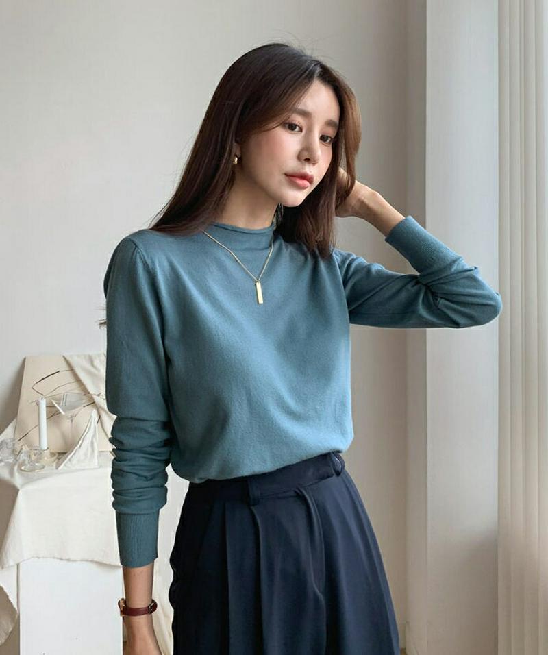 【新作10%OFF】ロールハーフネックニット・全4色・e48029 レディース【tops】【韓国 ファッション トップス ニット