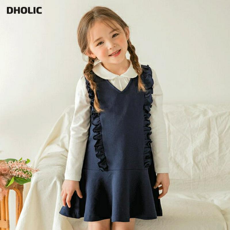 【新作10%OFF】フリルVネックワンピース・p005530 キッズ【3~8才】【ops】【ワンピース ミディ丈 ミディワンピー