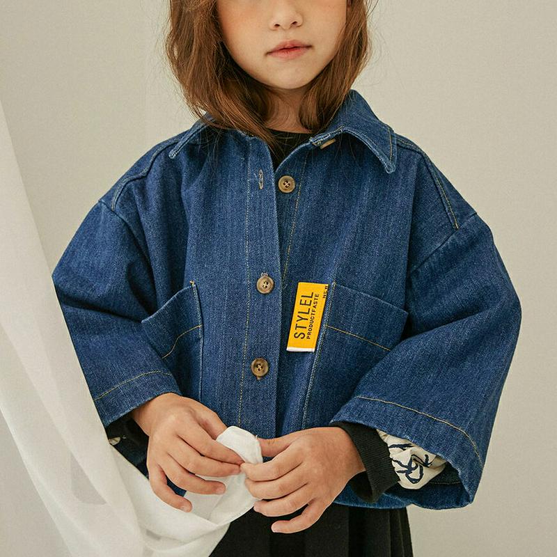 【新作10%OFF】クロップドデニムシャツ・u06050 キッズ【3~8才】【bl】【トップス シャツ デニムシャツ デニム ク