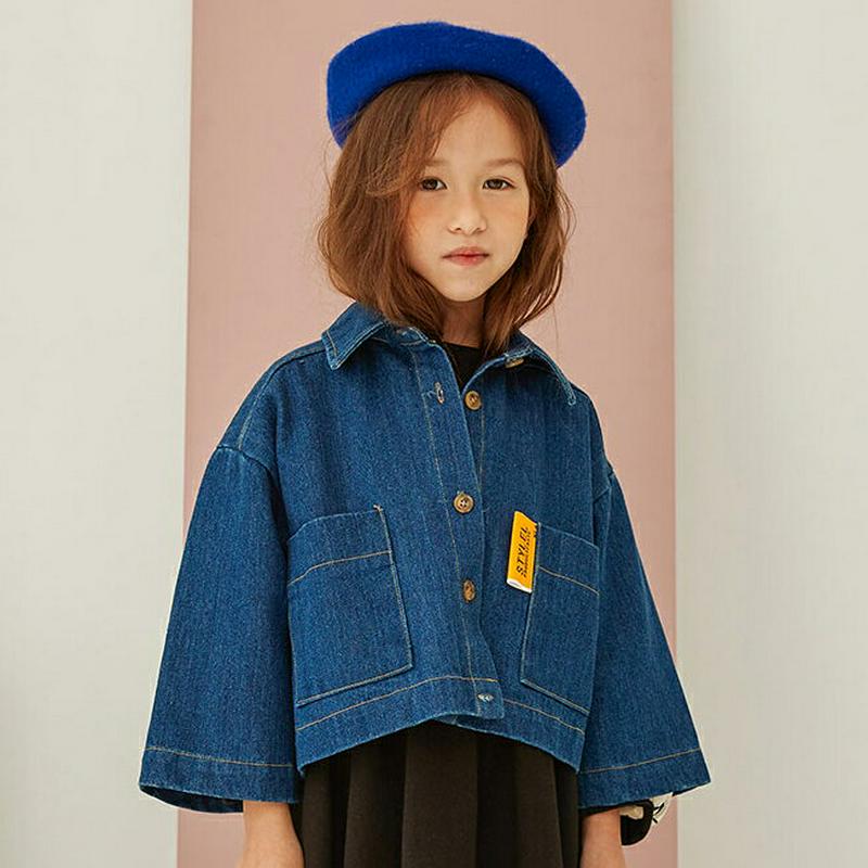 【新作10%OFF】クロップドデニムシャツ・u06050 キッズ【3~8才】【bl】【トップス シャツ デニムシャツ デニム ク