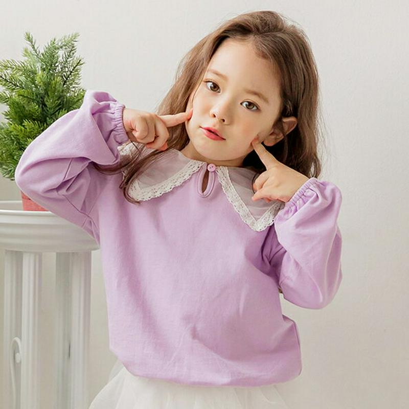 【新作10%OFF】レースヘムカラーTシャツ(パープル)・p005612 キッズ【3~8才】【tops】【トップス Tシャツ 長