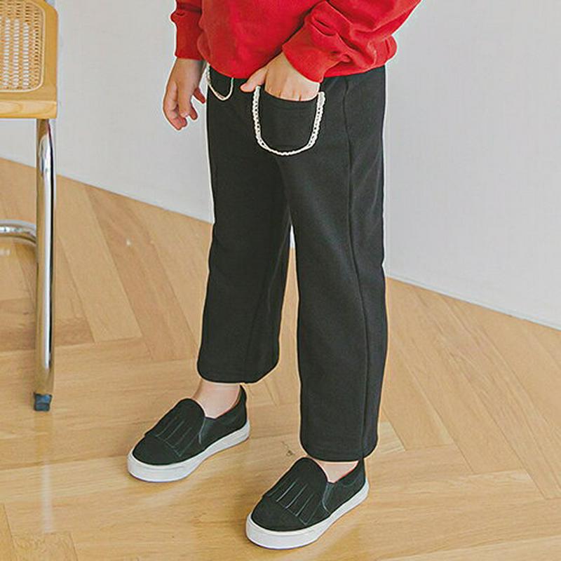 レースラインポケットパンツ(ブラック)・p005771 キッズ【3~8才】【pt】【パンツ ロングパンツ ズボン ボトムス レース シンプル かわいい 女の子 春 秋 韓国 韓国子供服 子供 こども 子供服 こども服】【KIDS】