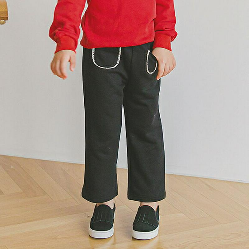 レースラインポケットパンツ(ブラック)・p005771 キッズ【3~8才】【pt】【パンツ ロングパンツ ズボン ボトムス レース シンプル かわいい 女の子 春 秋 韓国 韓国子供服 子供 こども 子供服 こども服】【KIDS】