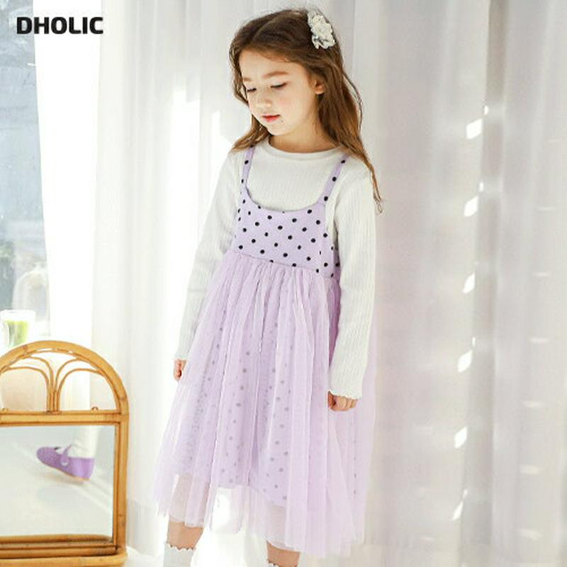 【新作10%OFF】Tシャツ&チュールキャミワンピース(ホワイト/パープル)・p005653 キッズ【3~8才】【set】【トッ