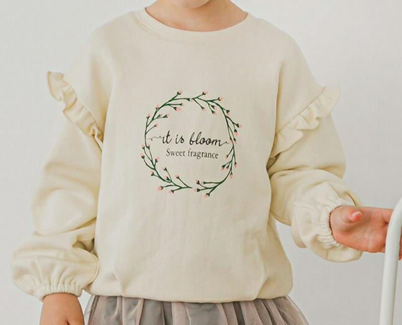 【新作10%OFF】ロゴフリルスウェット(クリーム)・p005749 キッズ【3~8才】【tops】【トップス スウェット トレ