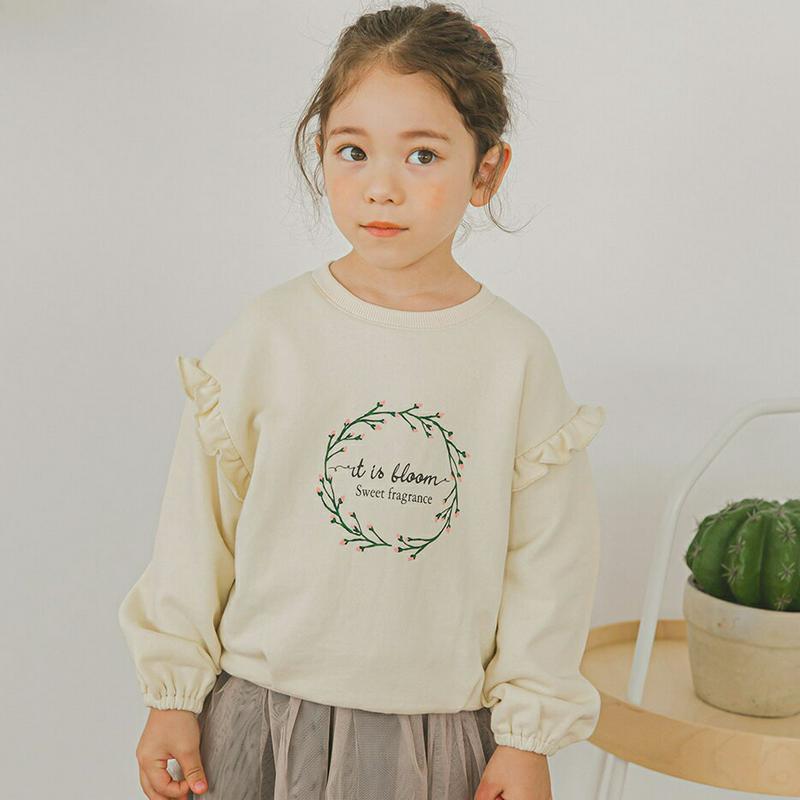 【新作10%OFF】ロゴフリルスウェット(クリーム)・p005749 キッズ【3~8才】【tops】【トップス スウェット トレ